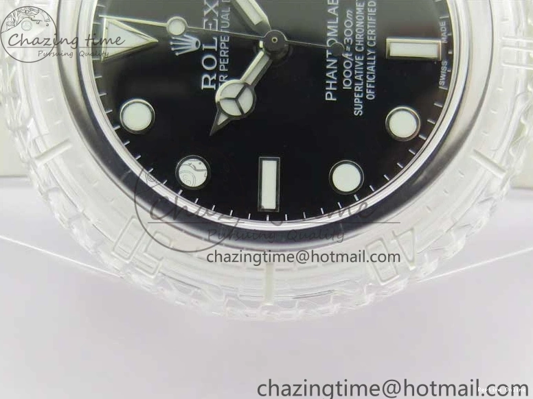 0112 Submariner Phantomlab Transparent KZF Best Edition Black Dial on White Rubber Strap VR StreetReady 2567